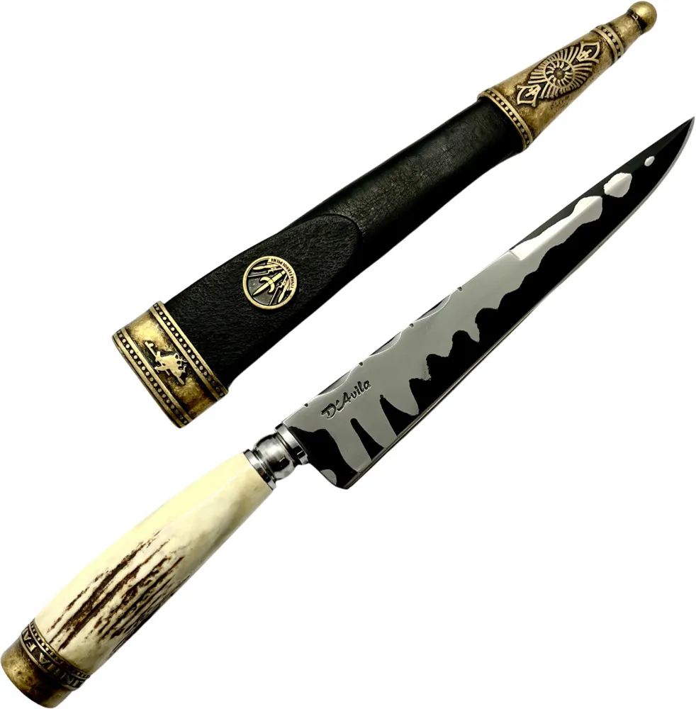 Faca Gaúcha Linha Farroupilha Piratini 8" em San Mai cabo em chifre de cervo